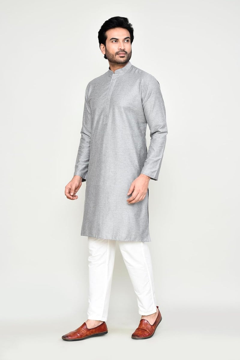 POLY2FAB Hathkargha Men's Khadi Regular Fit Kurta - Solid Pattern Ethnic Wear with Mandarin Collar & Full Sleeves - Image 4